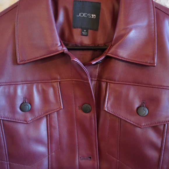 Joes Red long Sleeve Leather Jacket Size M - Picture 2 of 4